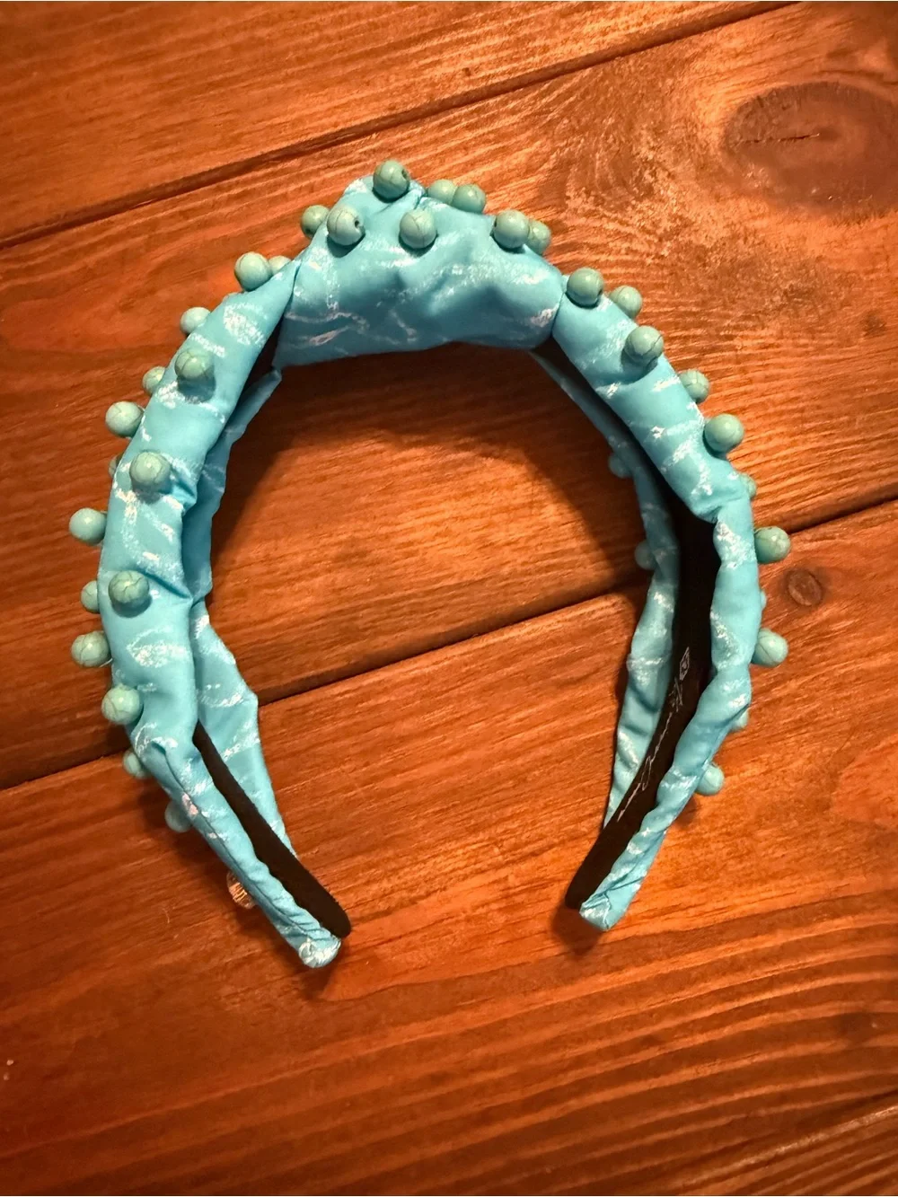 Brianna Cannon Knotted Wide Turquoise Beaded Headband